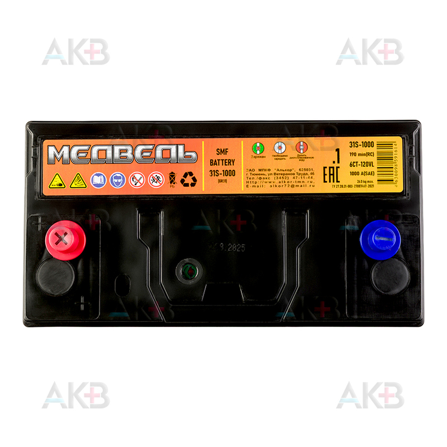 Автомобильный аккумулятор Медведь 31S-1000 120 Ач 1000A (330x173x240) GR31 - клеммы конус