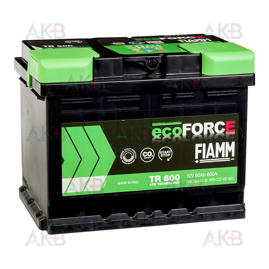 Автомобильный аккумулятор Fiamm Ecoforce AFB 60 Ач 600A обр. пол. (242x175x190) EFB Start-Stop TR600