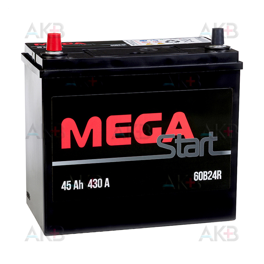 Автомобильный аккумулятор MEGA START 60B24R 45Ah 430A прям. пол. (237x127x225) узкие клеммы