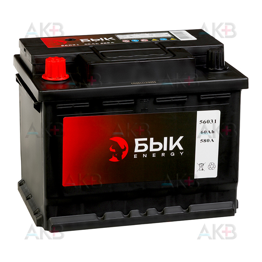 Автомобильный аккумулятор БЫК Energy 56031 60Ah 580A прям. пол. (242x175x190)