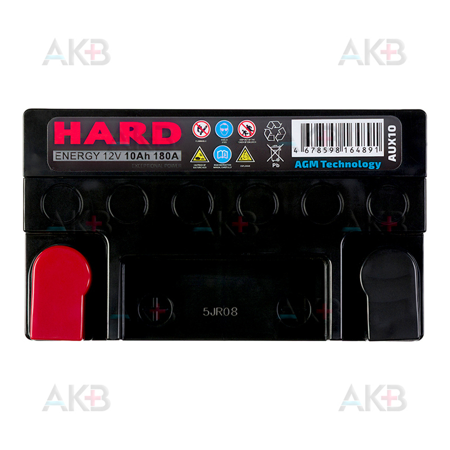 Аккумулятор для снегохода HARD AGM 10 Ач 180A прям. пол. AUX 10D (150x87x130) VOLVO
