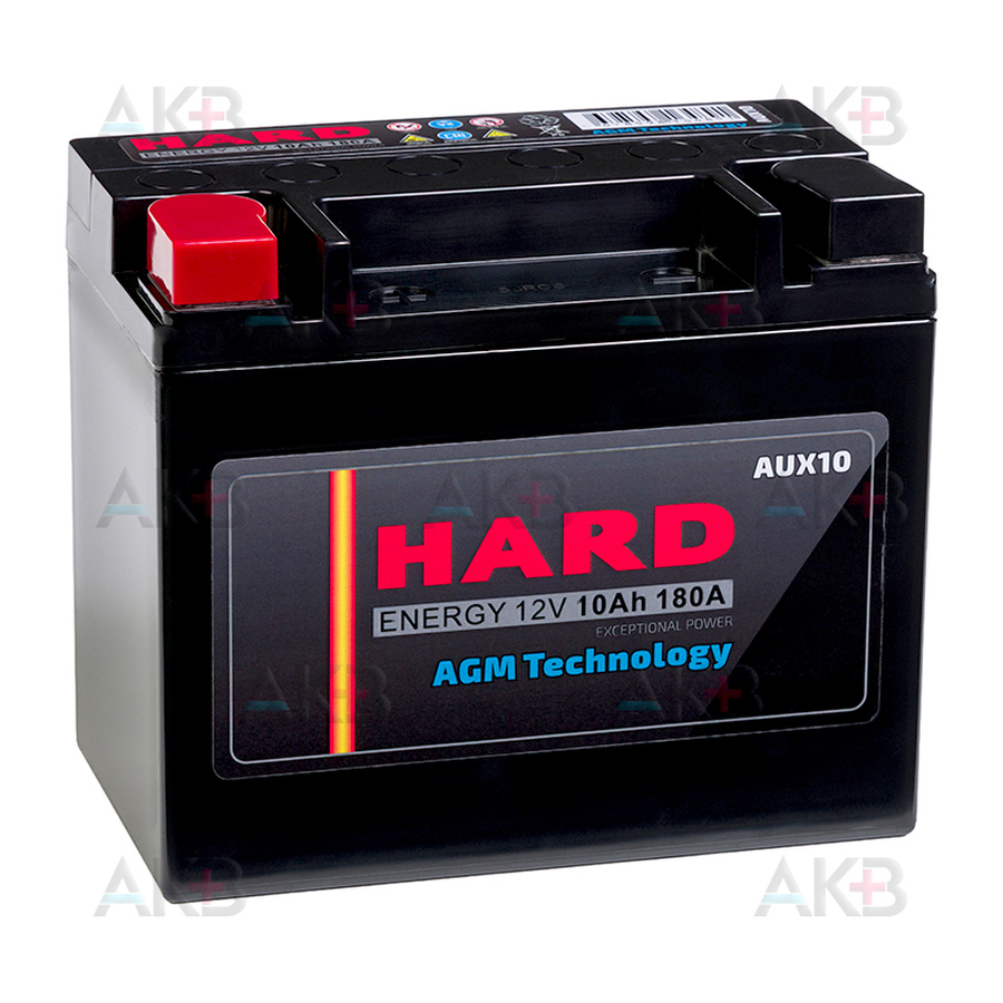 Аккумулятор для снегохода HARD AGM 10 Ач 180A прям. пол. AUX 10D (150x87x130) VOLVO