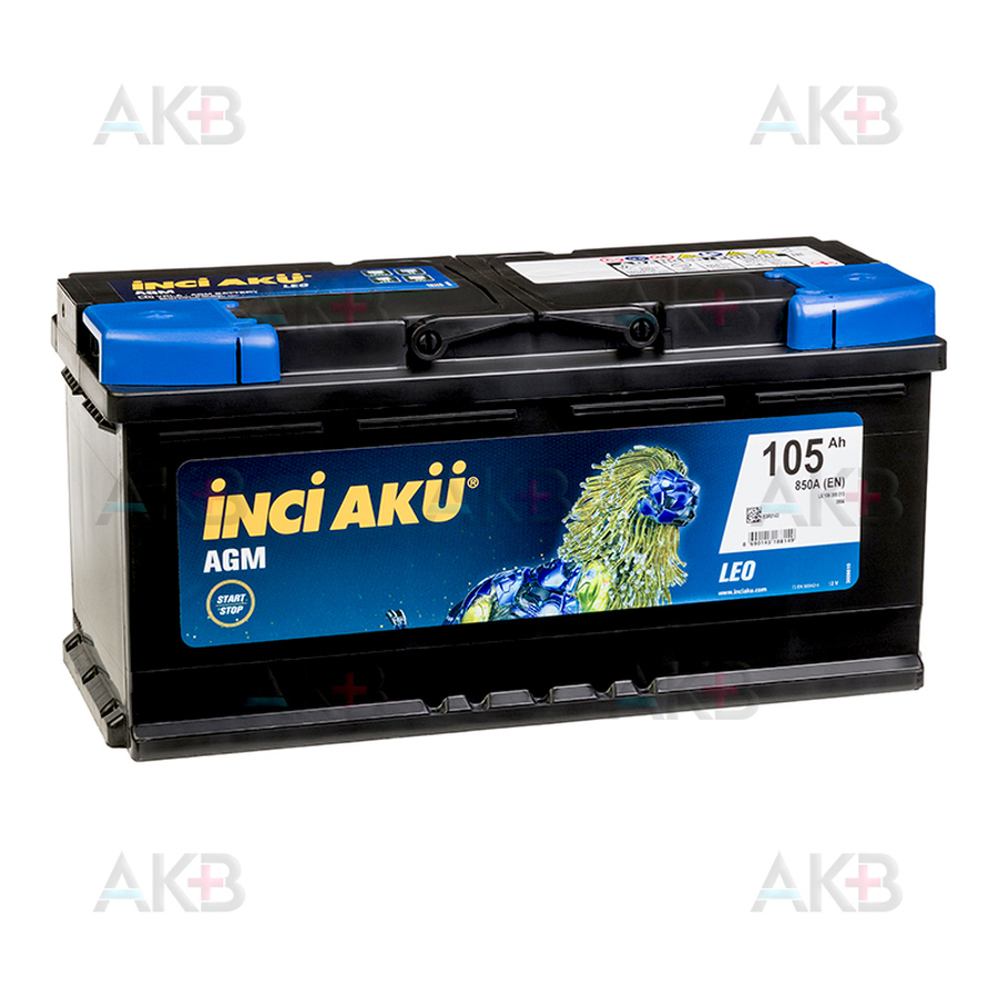 Автомобильный аккумулятор INCI AKU Start&Stop AGM LEO 105 Ач 950A обр. пол. (394x175x190) L6 105 095 013