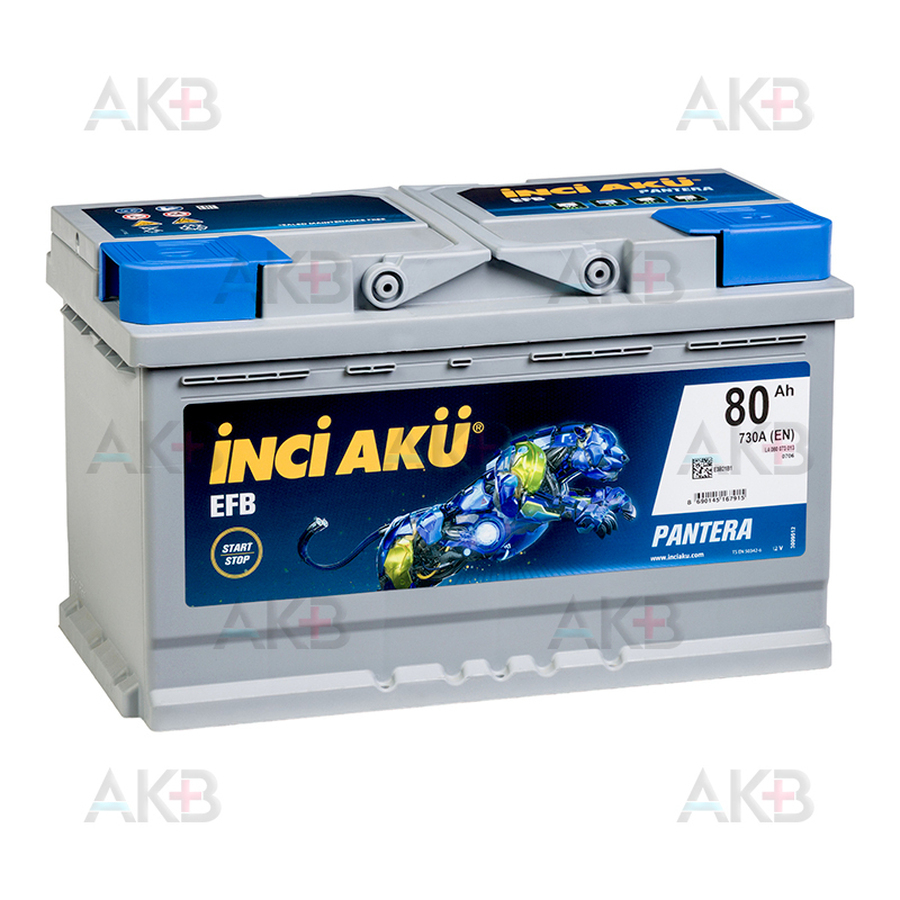Автомобильный аккумулятор INCI AKU START-STOP EFB PANTERA 80 Ач 730A обр. пол. (315x175x190) L4 080 073 013