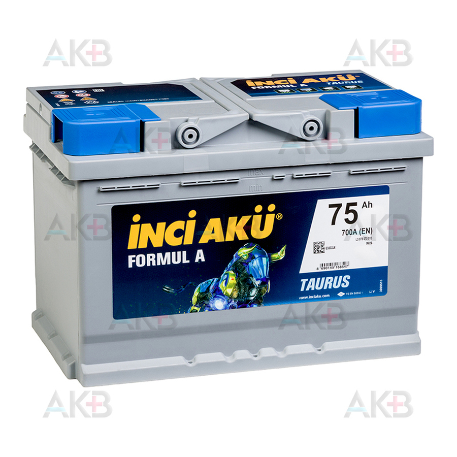 Автомобильный аккумулятор INCI AKU FORMUL A TAURUS 75 Ач 700A обр. пол. (278x175x190) L3 075 070 013