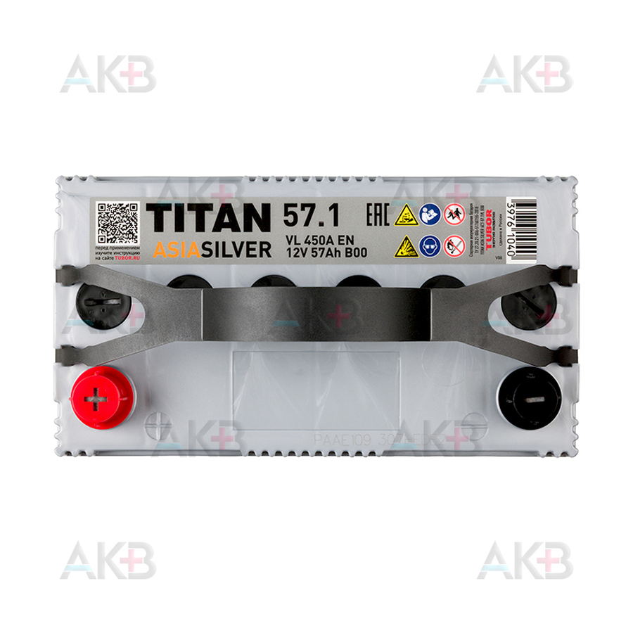 Автомобильный аккумулятор Titan Asia Silver 57 Ач прям. пол.  450А (238x129x225) VL 57.1