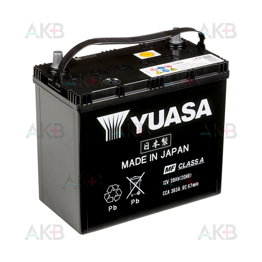 Автомобильный аккумулятор YUASA Y5 50B24L 39Ah 383A обр. пол. (238x128x227) Made in Japan