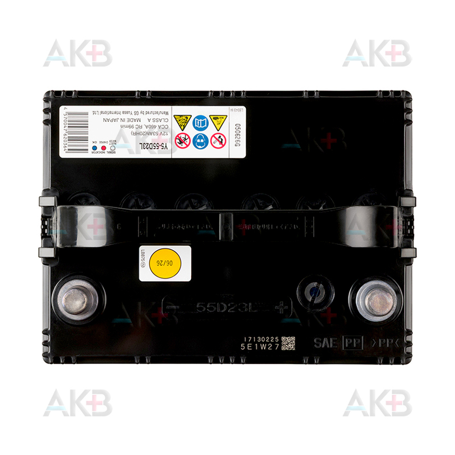 Автомобильный аккумулятор YUASA Y5 55D23L 53Ah 460A обр. пол. (232x173x225) Made in Japan