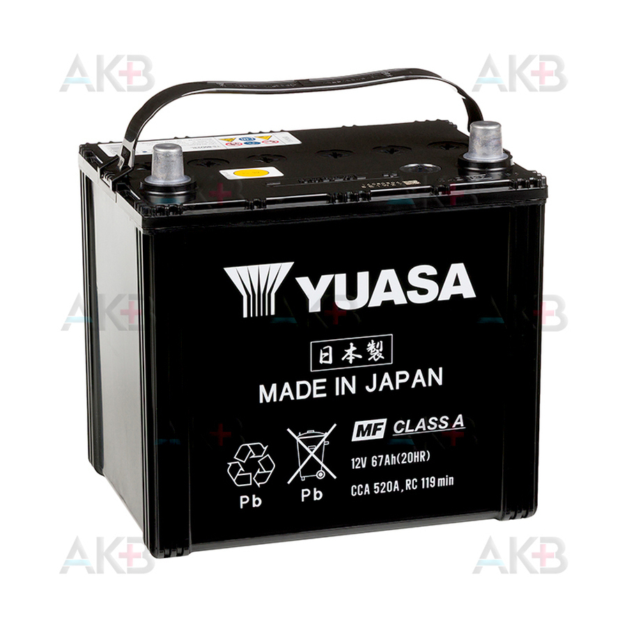 Автомобильный аккумулятор YUASA Y5 80D23L 67Ah 520A обр. пол. (232x173x225) Made in Japan
