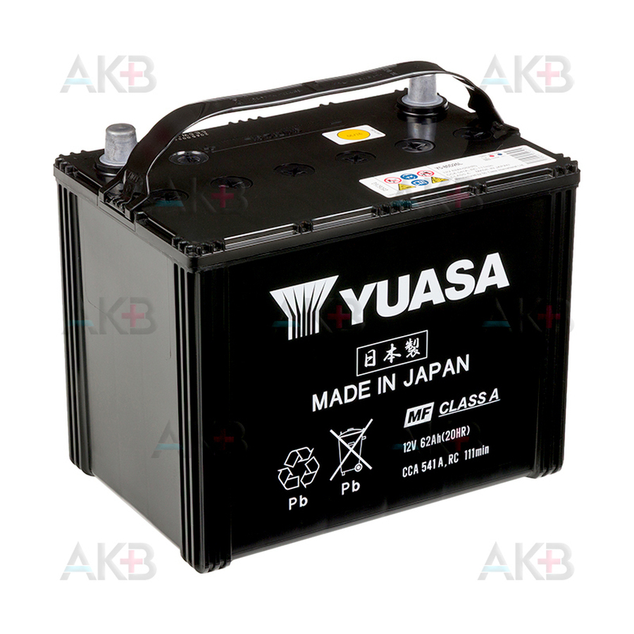 Автомобильный аккумулятор YUASA Y5 80D26L 62Ah 541A обр. пол. (260x173x225) Made in Japan