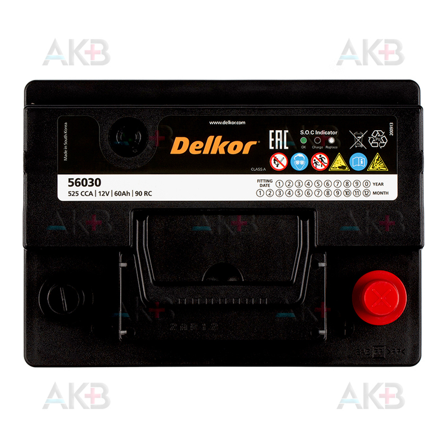 Автомобильный аккумулятор Delkor 56030 (60R 525A 241x174x188)