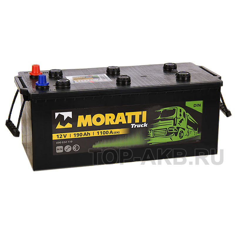 Автомобильный аккумулятор Moratti 190 евро 1100А 518x228x238