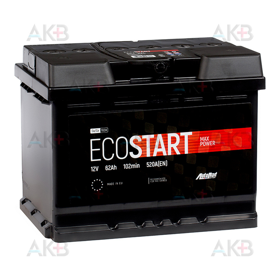 Автомобильный аккумулятор Ecostart 62L (520А 242x175x190)