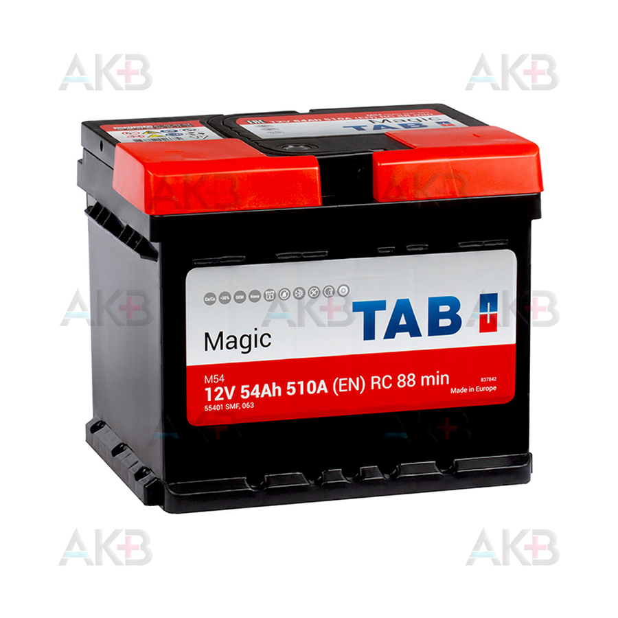 Автомобильный аккумулятор Tab Magic 54R (510A 207x175x175) 189054 55401