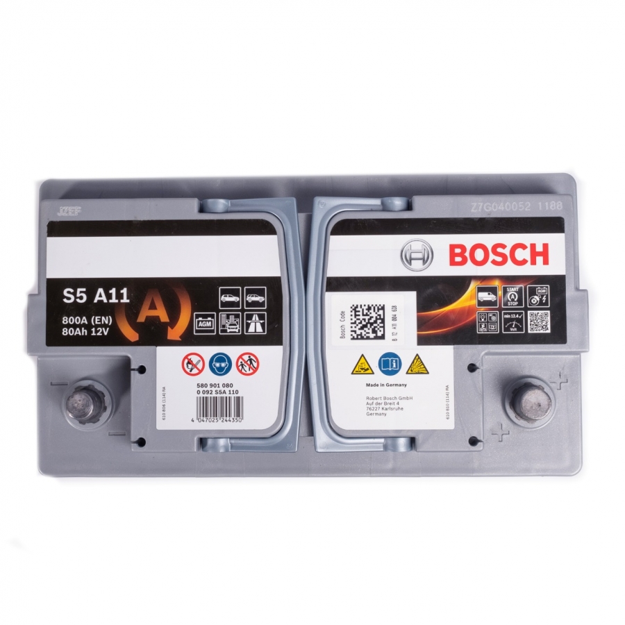 Автомобильный аккумулятор Bosch S5 AGM Start-Stop 80R (800A 315x175x190) A11