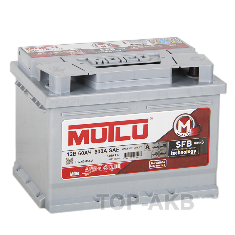 Автомобильный аккумулятор Mutlu 60R низкий 540A 242x175x175