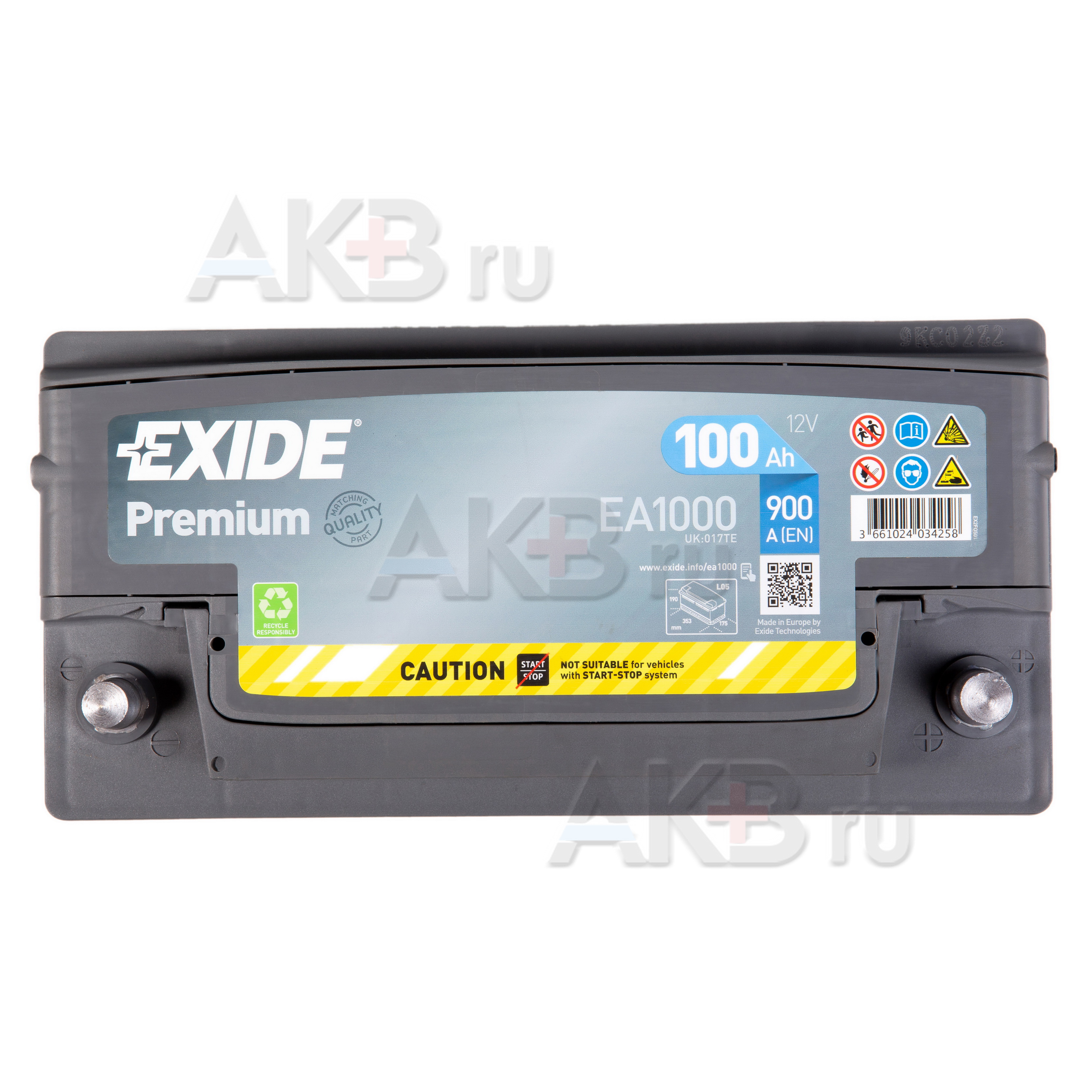 EA1000 EXIDE PREMIUM 017TE Batterie 12V 100Ah 900A B13 L5