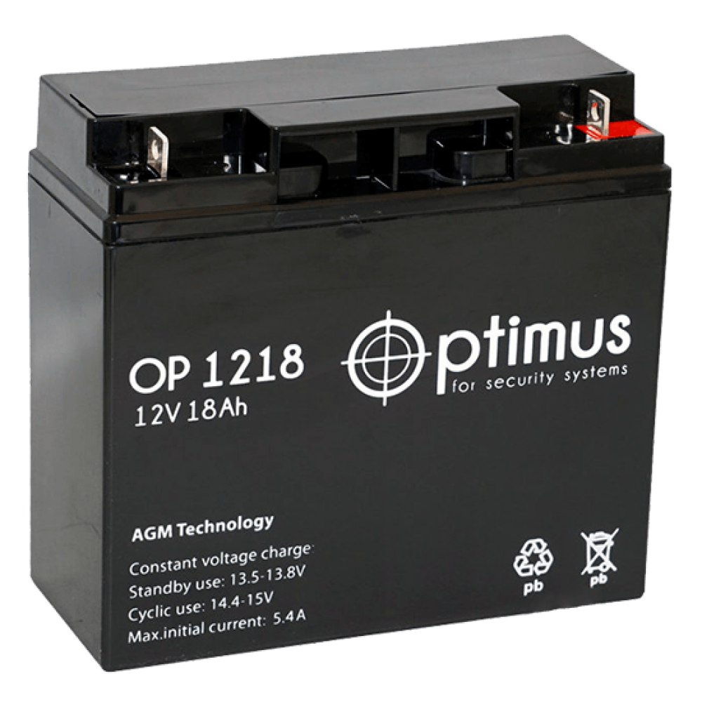 Купить  батарея OPTIMUS 12V 18 Ач (OP 1218) 181x76x168 с .