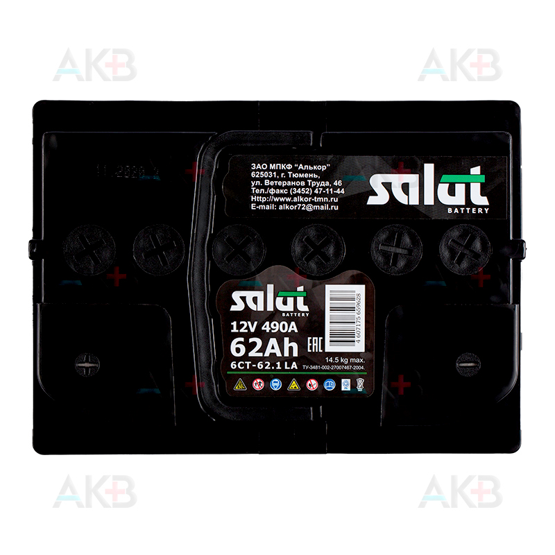 Купить Автомобильный аккумулятор Salut 6СТ-62LA 12V 62Ач п/п 490A ...