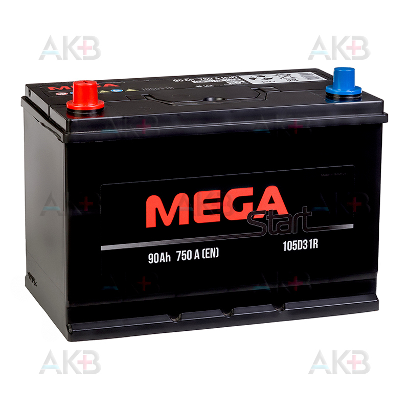 Купить Автомобильный аккумулятор MEGA START 105D31R 90Ah 750A прям. пол ...
