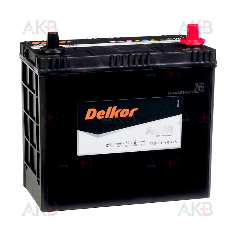 Аккумулятор Delkor AGM S46B24L 45 Ач 370A обр. пол. (189x129x225) узкие ...