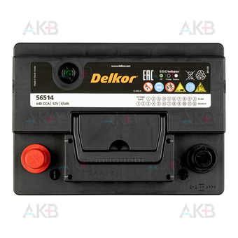 Автомобильный аккумулятор Delkor 56514 (65L 640A 241x174x188). Фото 1