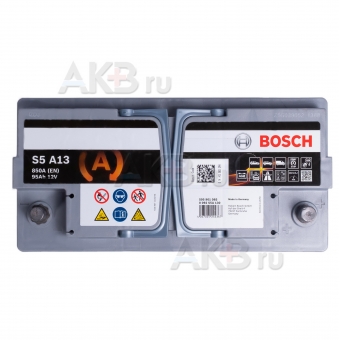 Автомобильный аккумулятор Bosch S5 AGM Start-stop 95R (850A 353x175x190) A13. Фото 1