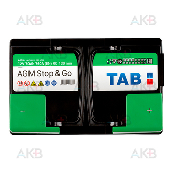 Автомобильный аккумулятор Tab AGM Stop-n-Go 70R (760A 278x175x190) 213070. Фото 1