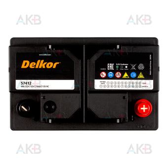 Автомобильный аккумулятор Delkor 57412 (74R 680A 277x174x188). Фото 1