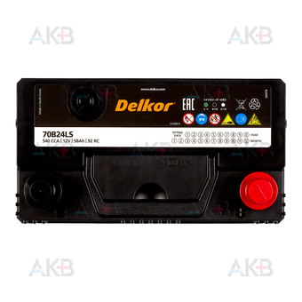 Автомобильный аккумулятор Delkor 70B24LS (58R 540A 238x129x227). Фото 1