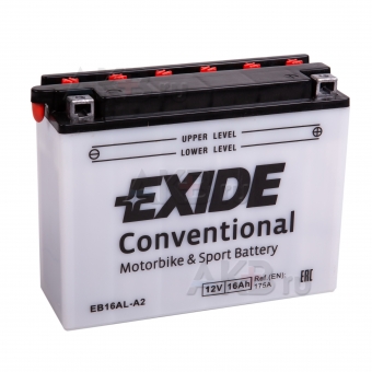 Мото аккумулятор Exide Conventional EB16AL-A2 12V 16Ah 175A (205x70x162) обр. пол. (сухоз.)