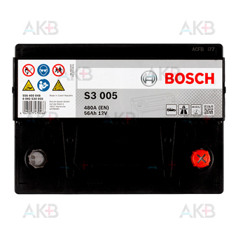 Автомобильный аккумулятор Bosch S3 005 56R 480A 242x175x190. Фото 1