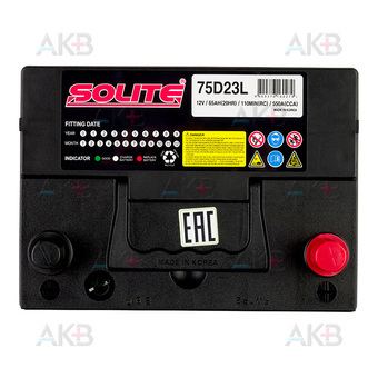 Автомобильный аккумулятор Solite 75D23L с бортиком (65R 550A 230x168x210). Фото 1