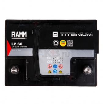 Автомобильный аккумулятор Fiamm Black Titanium 60R 510A 242x175x190 L2 60. Фото 2