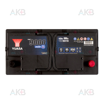 Автомобильный аккумулятор YUASA YBX9019 95 Ач 850А обр. пол. (353x175x190) AGM. Фото 1