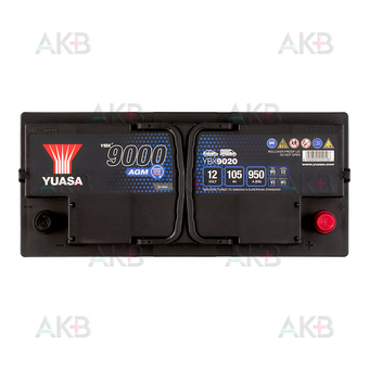 Автомобильный аккумулятор YUASA YBX9020 105 Ач 950А обр. пол. (393x175x190) AGM. Фото 1