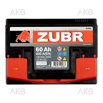 Автомобильный аккумулятор ZUBR Ultra 60R 600A (242x175x190). Фото 2