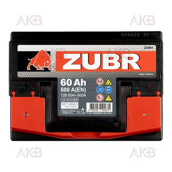 Автомобильный аккумулятор ZUBR Ultra 60L 600A (242x175x190). Фото 1