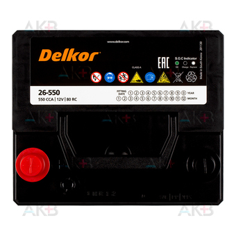 Автомобильный аккумулятор Delkor 26-550 (60L 550А 206х172х205). Фото 1