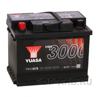 YUASA YBX3078 60 Ач 550А прям. пол. (242x175x190)