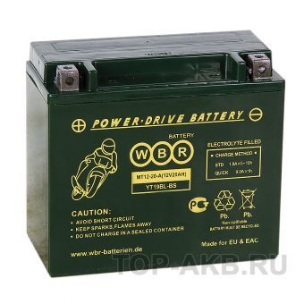 WBR MT12-20-A AGM 20 Ач 310А прямая пол. (175x87x155) YTX20H-BS