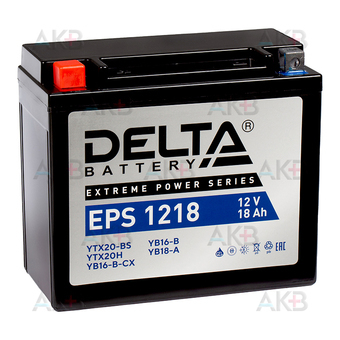 Delta EPS 1218, 12V 18Ah, 245А (176x87x154) YTX20-BS, YTX20H-BS прямая пол.