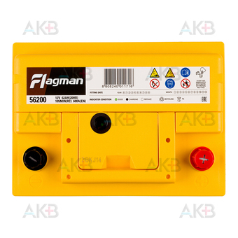 Автомобильный аккумулятор Flagman 62R LB2 600A (242x175x175) 56200. Фото 1