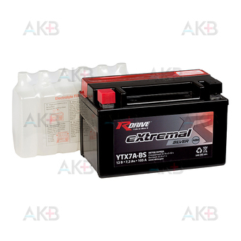 RDrive  YTX7A-BS 12V 7,2Ah 105А прям. пол. AGM сухозаряж. (150x87x93) eXtremal SILVER