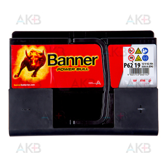 Автомобильный аккумулятор BANNER Power Bull (62 19) 62R 550A 241x175x190. Фото 2