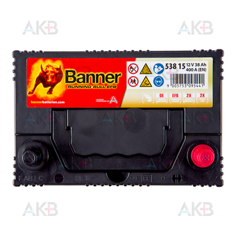 Автомобильный аккумулятор Banner Running Bull EFB Start-Stop (538 15) 38R 400A 187x127x225. Фото 2