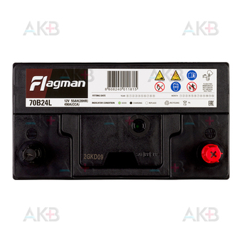 Автомобильный аккумулятор Flagman 70B24L 55R 490A 232x127x220. Фото 1