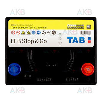 Автомобильный аккумулятор Tab EFB Stop-n-Go 60R (600A 232x173x225) 212860 56068. Фото 1