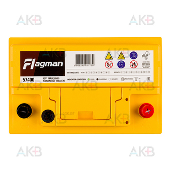 Автомобильный аккумулятор Flagman 74R LB3 750A (278x175x175) 57400. Фото 1
