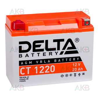 Delta CT 1220, 12V 20Ah, 250А (204x91x159) Y50-N18L-A3, YTX24HL-BS, YTX24HL обратная пол.